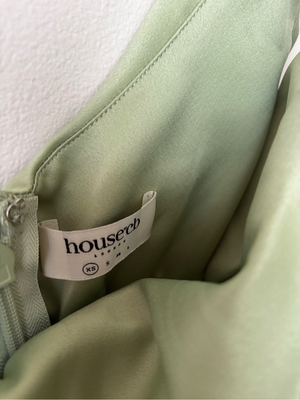 House of CB Lulu Pistachio / Sage Green Corset Midi Dress Asymmetric Drape XS - Picture 4 of 4